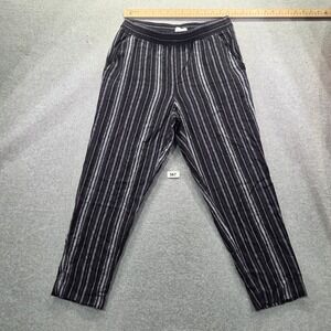 Jessica Simpson Womens Black White Striped Elastic Waist Tapered Leg Pants L